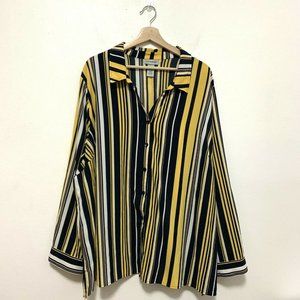 Catherines 3X Button Front Shirt Stripe